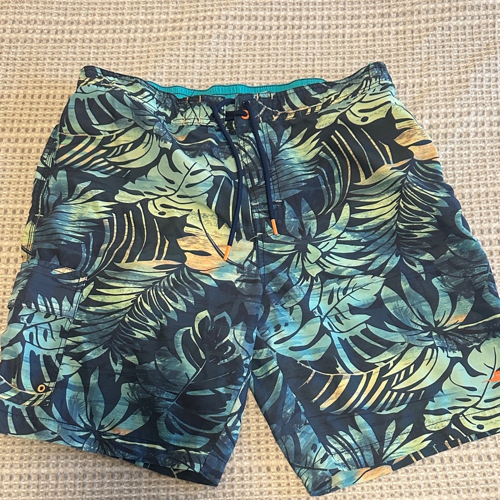 Tommy Bahama Tropical Leaf Print Swim Shorts